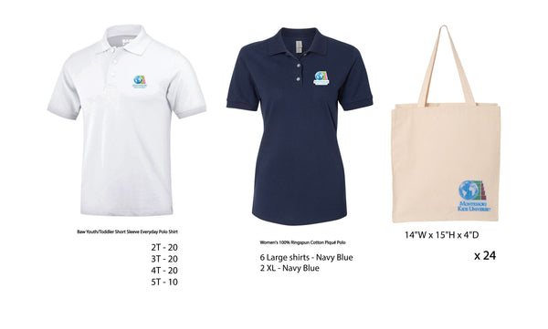 70 Kid's polo shirts and 8 Women Polo shirts - Montessori